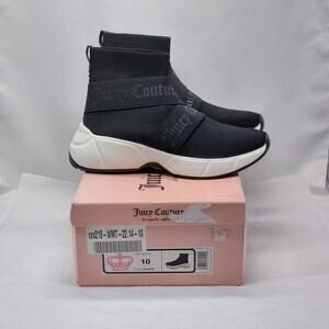 Juicy Couture Womens Platform Sneaker Booties Size 10 Black Logo Chunky